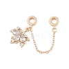 Rack Plating Maple Leaf Brass Clear Cubic Zirconia European Safety Chains KK-F879-25G-1