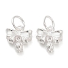 925 Sterling Silver Bowknot with Flower Charms STER-P071-10S-1