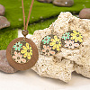 Bohemian Alloy Enamel & Wood Pendant Necklaces & Dangle Earrings Sets FS-WGC69E7-01-3