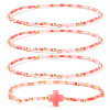 4Pcs Bohemian Summer Cross & Glass Seed Bead Beaded Stretch Bracelet Sets BE5944-3-1