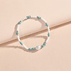 Bohemian Style Resin & Synthetic Turquoise & Rice Plastic Pearl Beaded Stretch Anklets for Women FS-WG314A7-01-3