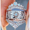 3Pcs Brass Micro Pave Clear Cubic Zirconia Finger Rings for Women FS-WGDAF26-07-1