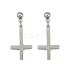 Christian Upside Down Cross 201 Stainless Steel Dangle Stud Earrings EJEW-P314-01A-P-4