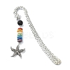 Chakra Raw Natural Dyed Lava Rock Beaded Bookmarks AJEW-JK00291-3