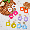 6 Pairs 6 Colors Acrylic Donut Dangle Stud Earrings with Steel Iron Pins for Women EJEW-FI0002-63-5