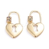 Brass Micro Pave Cubic Zirconia Screw Carabiner Lock Charms ZIRC-I041-09A-1