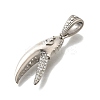 316L Stainless Steel Micro Pave Clear Cubic Zirconia Pendants STAS-S160-01P-2