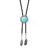 Alloy with Synthetic Turquoise Pendant Waxed Cord Bolo Tie Lariat Necklaces FS-WGCCEF8-03-1