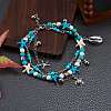 Synthetic Turquoise Beads Multi-strand Anklet AJEW-SW00008-3