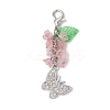 Butterfly Alloy Rhinestone & Flower Acrylic Pendant Decorations HJEW-JM03145-4