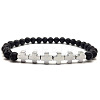 6mm Round Natural Lava Rock Beaded Stretch Bracelets MB0554-3-1