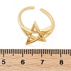Hollow Star Brass Open Cuff Rings for Women RJEW-G343-11G-5