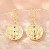Brass Micro Pave Colorful Cubic Zirconia Dangle Hoop Earrings EJEW-G471-42G-3
