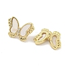Brass Pave Clear Cubic Zirconia Butterfly Connector Charms with Sea Shell KK-Q820-13G-2