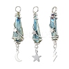 3Pcs 3 Styles Electroplated Natural Quartz Crystal Nuggets Copper Wire Wrapped Pendants PALLOY-JF03128-05-1