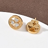 Ring with Clover 304 Stainless Steel Polymer Clay Rhinestones Stud Earrings EJEW-G453-04G-3