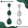 3 Pairs 3 Colors Glass Teardrop Dangle Stud Earrings with Rhinestone EJEW-AN0003-98-3