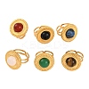 Flat Round Natural Mixed Stone Finger Rings RJEW-Q822-02G-1