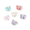 Butterfly Glass Golden Tone Iron Connector Charms PALLOY-JF01733-1