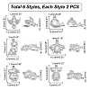 12Pcs 6 Style 201 Stainless Steel Charms & Pendants STAS-UN0034-71-3