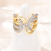 Brass Micro Pave Cubic Zirconia Adjustable Open Cuff Rings RJEW-C140-17G-1