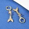 Fishtail Brass Micro Pave Cubic Zirconia Hoop Earrings EJEW-B154-05G-2