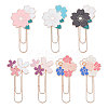 Globleland 7 Pcs 7 Style Rose Gold Tone Zinc Alloy Enamel Bookmarks AJEW-GL0001-88-1