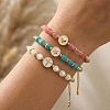 3Pcs Minimalist Adjustable Synthetic Turquoise & Watermelon Stone Glass & Natural Shell Beads Braided Bead Bracelets SR5600-5-1
