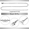 20Pcs 304 Stainless Steel Flat Cable Chain Necklaces Set NJEW-SC0001-28-2