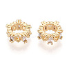 Brass Micro Pave Clear Cubic Zirconia European Beads KK-N275-06G-2