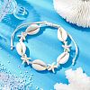 Natural Shell & Synthetic Turquoise Starfish Braided Bead Bracelets BJEW-JB10081-3