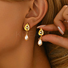 Elegant Pearl & Rhinestone Teardrop Hoop Earrings for Women's Date Night JU3663-1