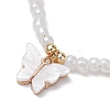 Butterfly Alloy Acrylic Charm Bracelets BJEW-JB10487-01-3