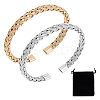 2Pcs 2 Colors 304 Stainless Steel Braided Cuff Bangles BJEW-UN0001-25-1