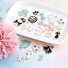 Kissitty 44Pcs 22 Styles Light Gold Plated Alloy Kitten Pendants ENAM-KS0001-03-11