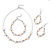 Starfish Synthetic Turquoise & Glass Beaded Bracelets & Earrings & Necklaces SJEW-JS01369-2