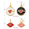 12Pcs 6 Style Golden Plated Brass with Jump Rings Enamel Pendants KK-LS0001-35-3