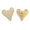 Brass Pave Clear Cubic Zirconia Stud Earrings for Women EJEW-S225-09G-02-2