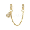 Brass Pave Clear Cubic Zirconia European Safety Chains with Charms KK-L236-15D-G-1