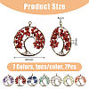 7 Chakra Copper Wired Wrapped Natural Mixed Gemstone Chip Big Pendants PALLOY-AB00196-2