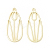 Rack Plating Alloy Teardrop with Tulip Pattern Open Back Bezel Pendants X-FIND-G052-51LG-1