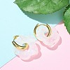 Brass Resin Flower Hoop Earrings for Women LS-EJEW-U038-01G-07-2