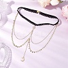 201 Stainless Steel & Brass Layered Star Sun Moon Tassel Thigh Leg Chains AJEW-AN00657-2