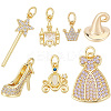7Pcs 7 Styles Brass Micro Pave Cubic Zirconia Pendants KK-SC0008-07-1