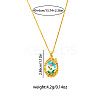 201 Stainless Steel Rhinestone and Enamel Colorful Oval with Butterfly Pendant Necklaces for Women FS-WGC8FD6-01-2