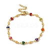 304 Stainless Steel Enamel Colorful Heart Link Chains Bracelets for Women LS-BJEW-B079-01G-1