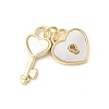 Brass Pave Natural White Shell Pendants KK-S522-15G-1