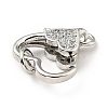 Brass Micro Pave Clear Cubic Zirconia Heart Lobster Claw Clasps KK-G416-35P-2