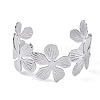 Non-Tarnish Flower 304 Stainless Steel Open Cuff Bangles for Women BJEW-M313-05P-2