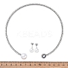 Round Plastic Imitation Pearl Stud Earrings & Cubic Zirconia and Rhinestone Cuff Choker Necklaces Sets SJEW-U003-03P-5